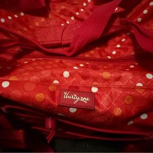 Thirty-One Pink and Orange Polka Dot Travel Bag